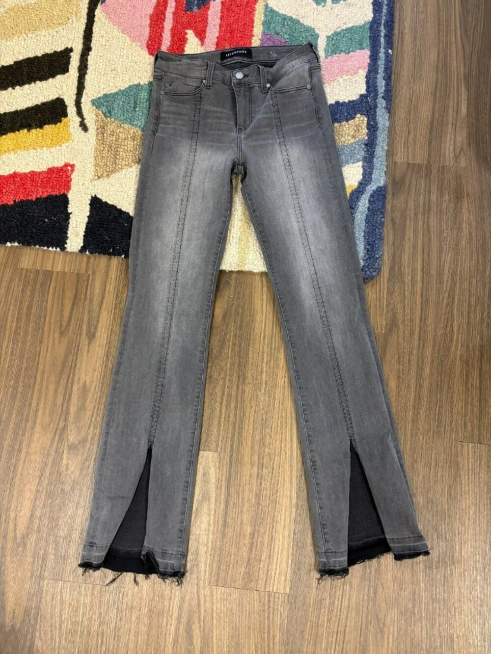 Liverpool Jeans Womens Gray Mid Rise Denim Ankle Slit Bootcut jeans Size 2